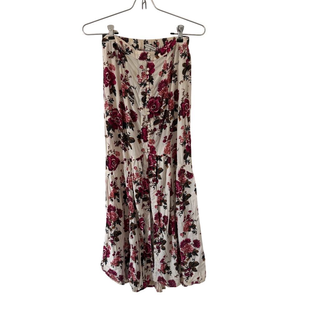 American Eagle Outfitters Maxi Skirt Button Up Floral Print White Size 0